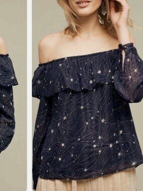 Anthropologie Floreat Cold Shoulder Blouse Size XS NWT